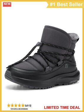Wide Width Slip On Fur Lined Ankle Snow Boots Water Resistant Winter Booties